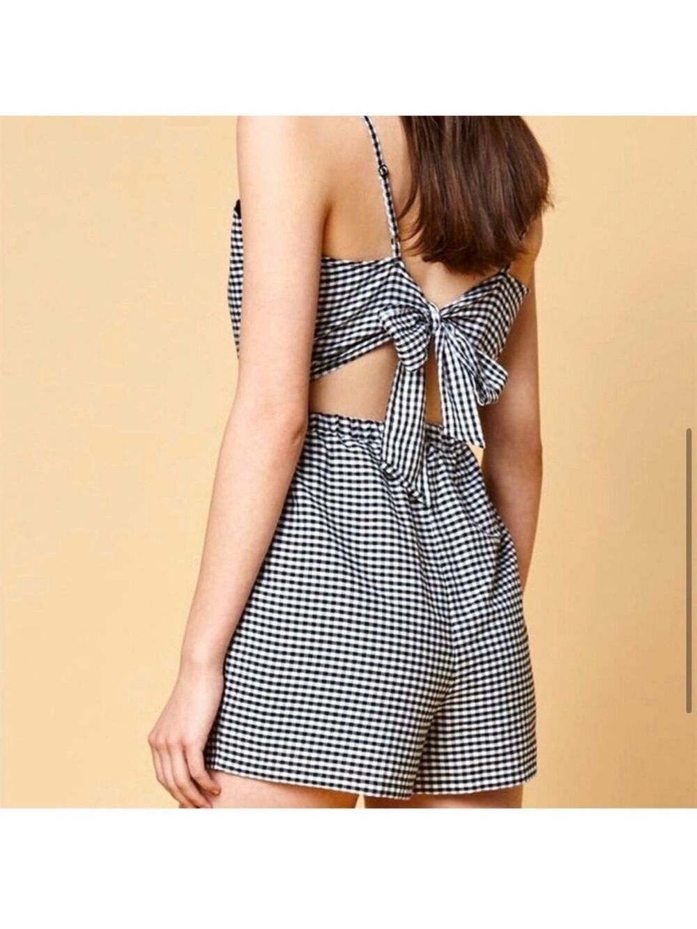 Kendall & Kylie Gingham Checkered Print Black and White Romper - Picture 4 of 6